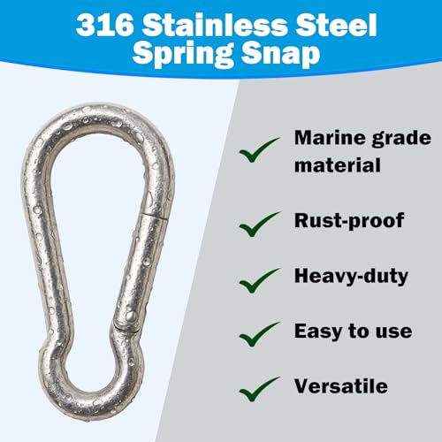 Heavy Duty 316 Stainless Steel Carabiners - 1.57" M4, 12-Pack