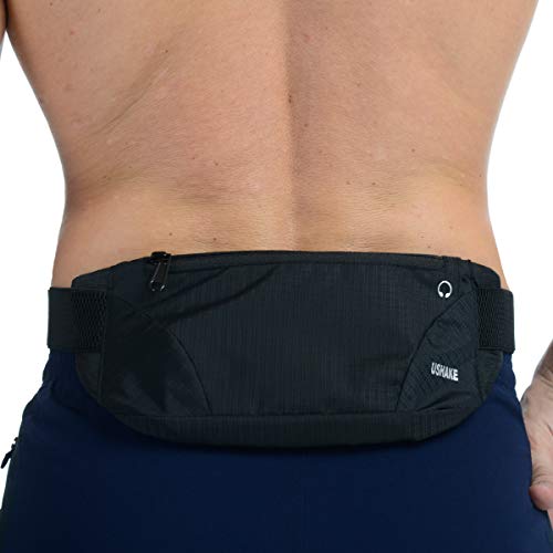 Running Belt for Men & Women - Lightweight Bounce-Free Waist Pouch - Black