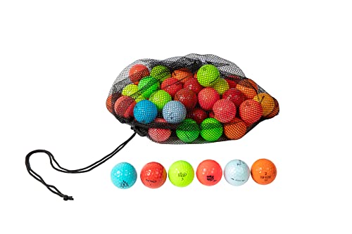 48 Recycled Colored Golf Balls Bundle - AAA Quality, Includes Mesh Carrying Bag - Variation 48