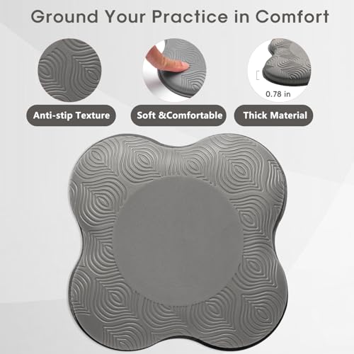 Yoga Knee Pads Set - Extra Thick Foam Cushions for Knees & Elbows - Grey