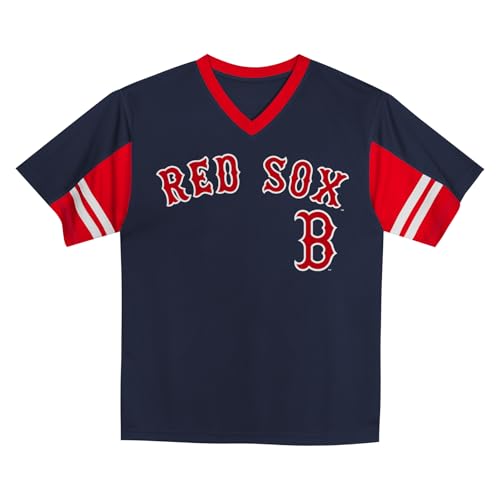 Youth Boys MLB V-Neck Jersey - Boston Red Sox Navy - Sizes 4-18