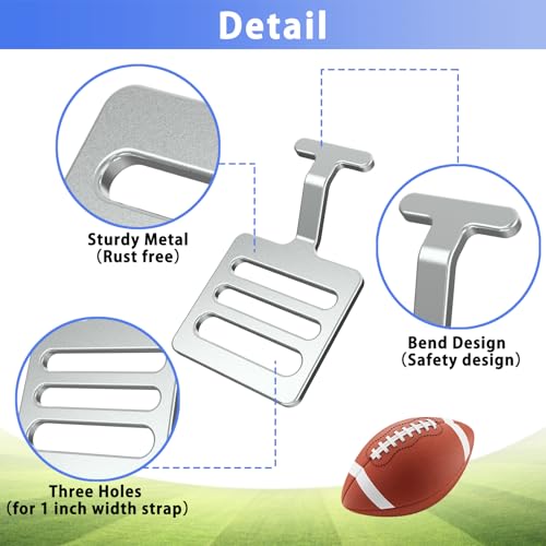 1 Inch Shoulder Pad T Hook - 12 Pcs Silver Football Gear