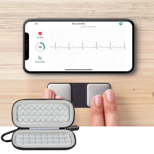 EKG Monitor Case for KardiaMobile 6L - Compact Heart Rate Holder - Black-Grey