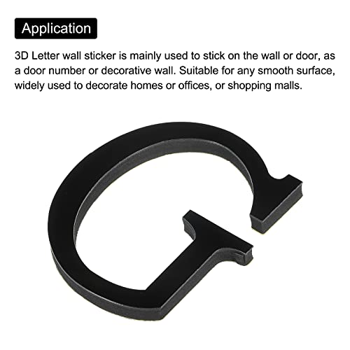 PATIKIL 3D Acrylic Alphabet Mirror Wall Stickers Letter G Self-Adhesive Home Decor Letter Sign Art Sticker Decal for DIY Home Decoration Black
