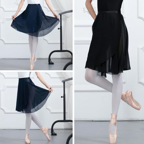 Deesorxin Women's Long Wrap Ballet Skirt Black One Size Sheer Dance Costume