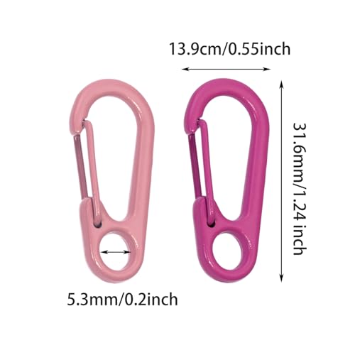 Small Zinc Alloy Spring Clips - Light Pink & Rose Red, 8PCS