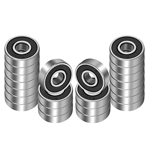 22pcs 608 2RS Ball Bearings - High Precision Steel Deep Groove Bearings