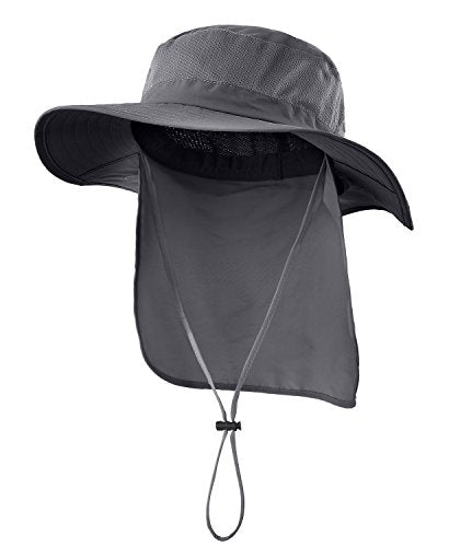 Wide Brim UPF50+ Outdoor Mesh Sun Hat with Neck Flap