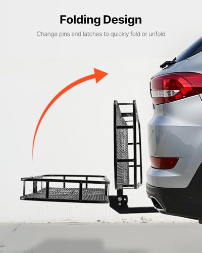 60 x 24 x 6 Inch Folding Hitch Cargo Carrier with Waterproof Bag - 500lbs Capacity