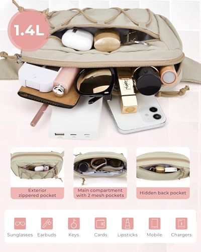 Large Capacity Fanny Pack for Women - Beige & Green