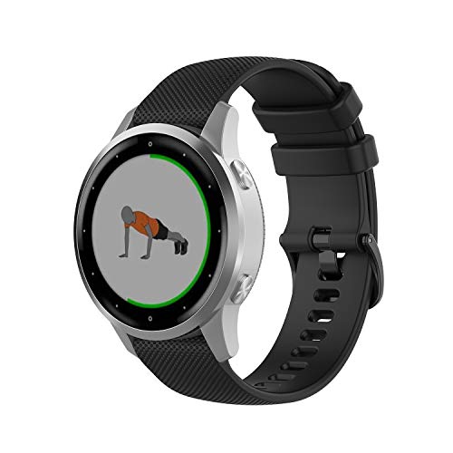 Silicone Watch Band - Black for Garmin Vivoactive 4S, Venu 2S & Forerunner 255s