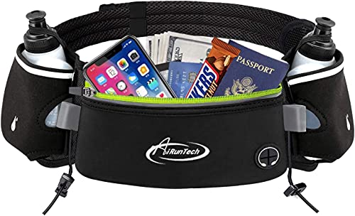 Hydration Running Belt with 2 Water Bottles - Black & Green