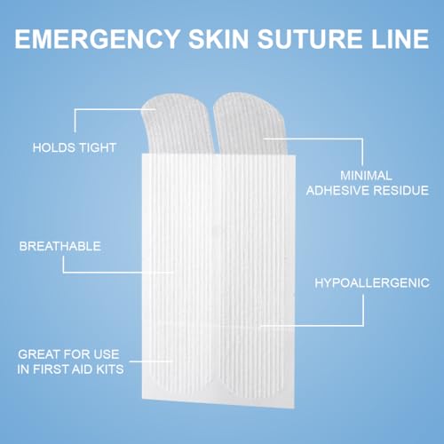 Sterile Wound Closure Strips - 44 Adhesive Skin Closures, 0.8in x 4in