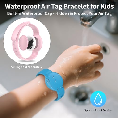 AirTag Bracelet for Kids - 2-Pack Soft Adjustable Wristband - Black/Deep Blue