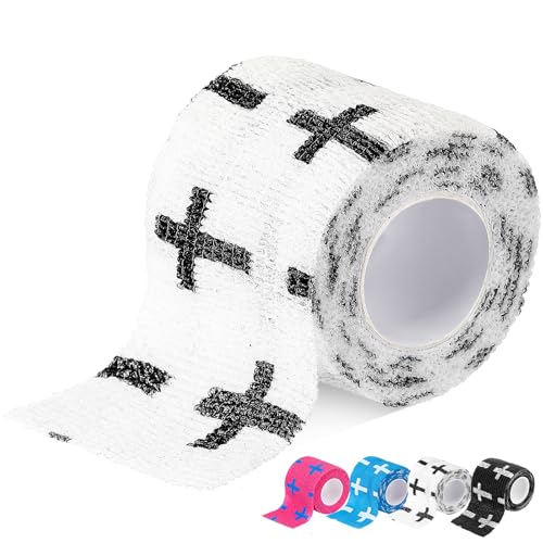 Christian Athletic Tape - 2in x 15ft Self-Adhesive Wrist Wrap - White Cross Design