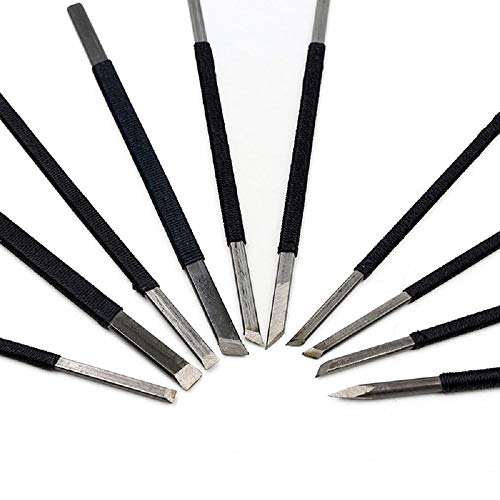 10-Piece High Carbon Steel Stone Carving Chisel Set with Alloy Handle