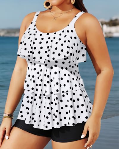 Yonique Plus Size White Tankini Swimsuit 24 Plus Two-Piece Ruffle Bathing Suit