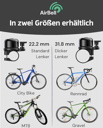 AIRBELL Bicycle Bell for Apple AirTag 22.2mm Hidden Holder Anti-Theft Road-Approved