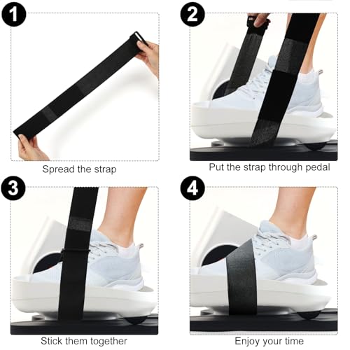 Under Desk Elliptical Pedal Band - Leg Exerciser Traction Straps, 2 Pcs - Black