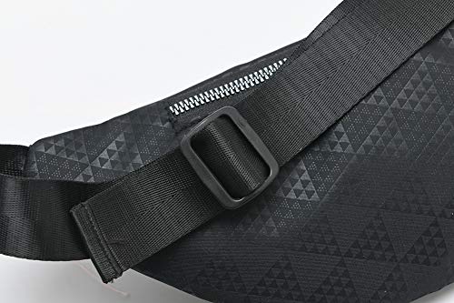 Water-Resistant Waist Bag - 3 Pocket Fanny Pack with Adjustable Belt - Black
