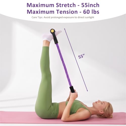 Resistance Band with Handles - 6-Tube Elastic Tension Rope - Purple