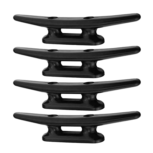 4 Inch Black Nylon Boat Cleats - 4 Pack with Installation Screws