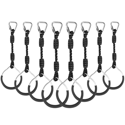 Hokilands 8 Pack Black Ninja Gymnastic Rings & Monkey Bars for Indoor Outdoor Obstacle Course