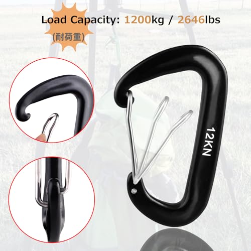 12kN Aluminium Carabiner Clips - 4 Pack Wiregate - Orange