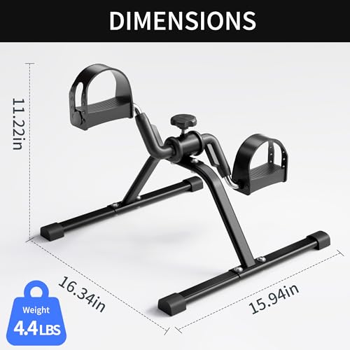 Mini Stationary Cycle Pedal Exerciser with Adjustable Resistance - Black