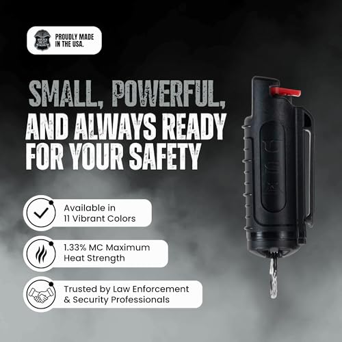 Maximum Strength Pepper Spray Keychain - Black Tactical Self Defense
