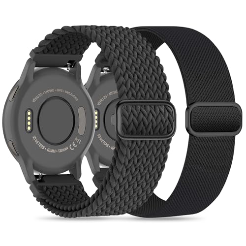 Laband 18mm Nylon Watch Band - Black Quick Release Compatible with Garmin Venu 2S/3S/4 41mm, Vivoactive 4S, Vivomove 3S, Forerunner 255S/265S