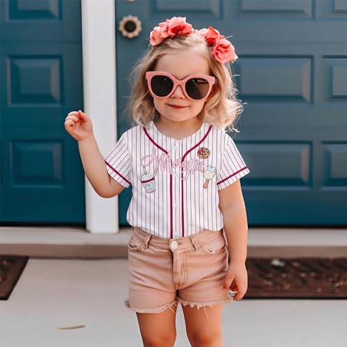 Hawaiian Baseball Jersey for Toddler Girls Summer Vacation Theme Park