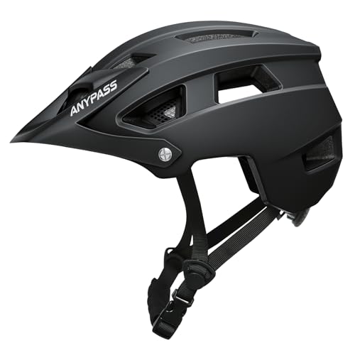 Mountain Bike Helmet for Adults - Lightweight, Adjustable Fit - Matte Black, Large