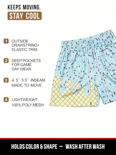 Rccdsew Men’s Ice Cream Mesh Graphic Quick-Dry Gym Shorts, Medium, Blue