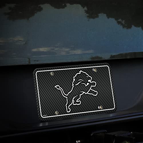 Detroit Lions Carbon Fiber Auto Tag - 8.5" x 11" Durable License Plate