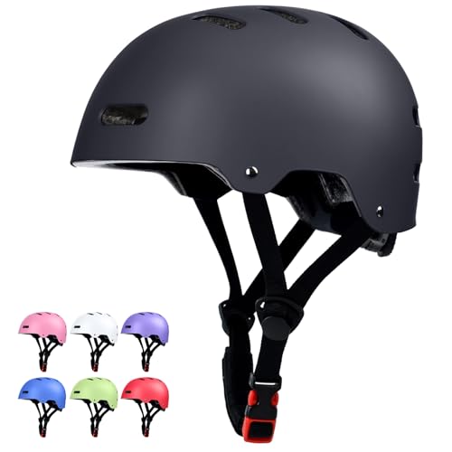 Multi-Sport Helmet - Adjustable Lightweight & Ventilated - Black, Medium (55-58 cm)