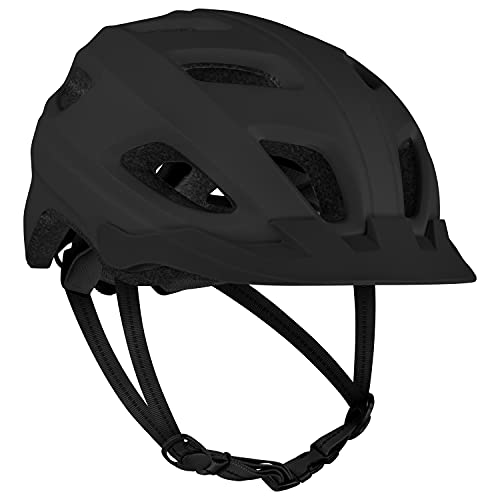 Adjustable Adult Bike Helmet with LED Light - Matte Black