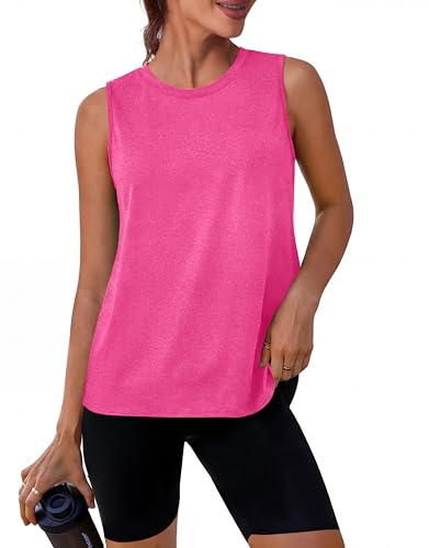 Loose Fit Sleeveless Yoga Tank Top - Pink, Large