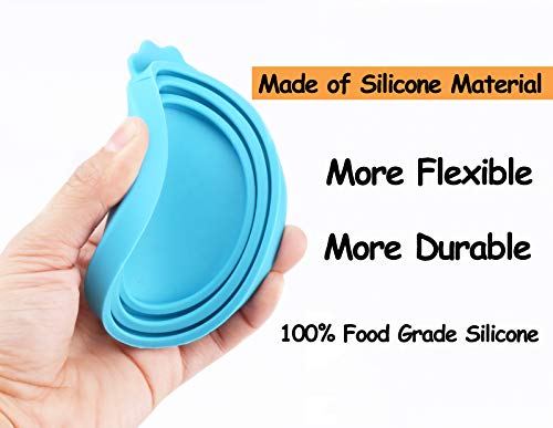 Universal Silicone Pet Food Can Lids - 3 Pack with Spoon, Food Grade