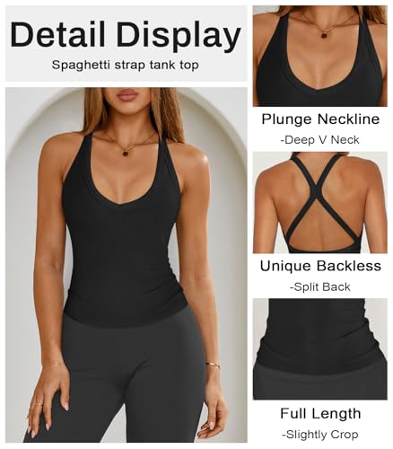 Women's Black Small Racerback Split-Back V-Neck Workout Tank Top