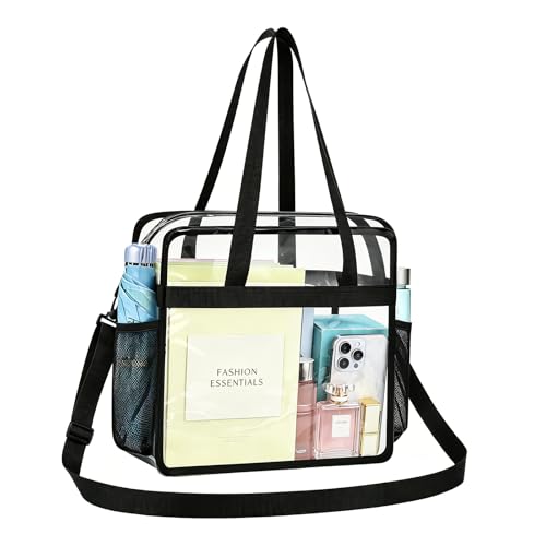 Clear Stadium Tote Bag 12x6x12 - Main Pocket Only Black