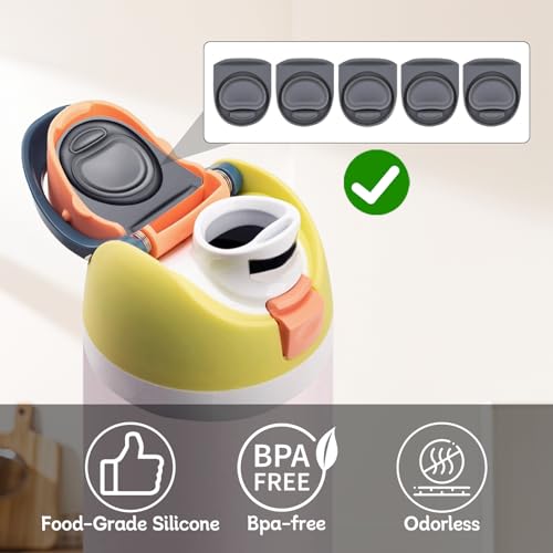 Silicone Replacement Stopper Seals for Water Bottles - 5 Pack, Grey