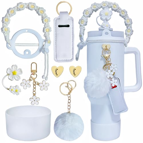 Boho Tumbler Accessory Kit - 40oz Handle Strap, Boot & Charms - White