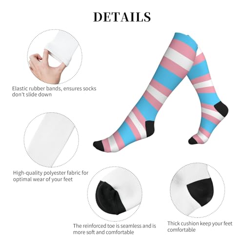 Transgender Pride Flag Compression Knee High Socks for Women and Men - Support Stockings