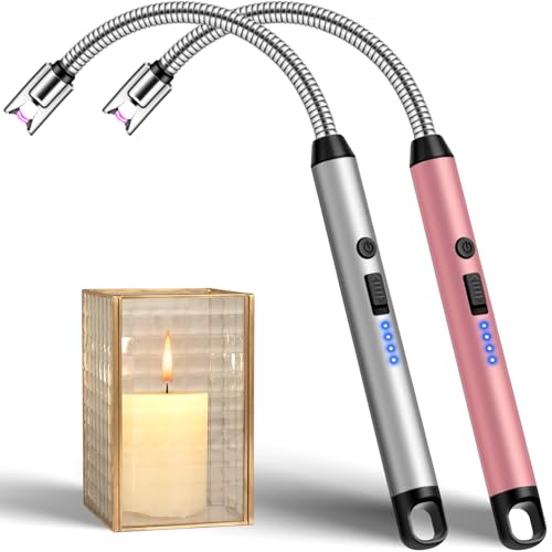 Rechargeable Electric Candle Lighters - 2 Pack Silver & Rose Gold