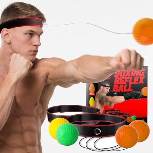 Boxing Reflex Ball Headband Set - 4-Pack Training Gear - Orange-01