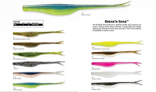Break'N Shad Soft Plastic Jerkbait - 5 Inch Fishing Lure, Bubble Gum