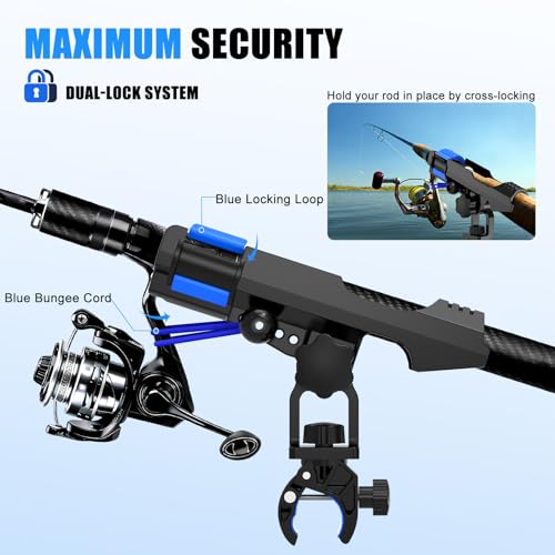 VEXPLO Black Clamp-On Round Rail Fishing Rod Holder for Boats