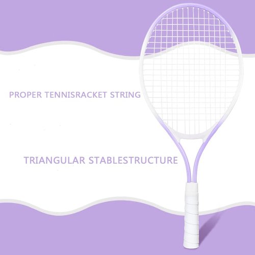 NEWSNOW Children's Tennis Racket for 2 Players, Suitable for Beginners, pre Worn 27 inch Lightweight Children's Racket, Suitable for Boys and Girls, Equipped with Tennis (Purple)
