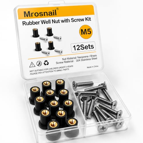 M5 Neoprene Well Nuts Kit - 12 Pcs with Stainless Steel Screws